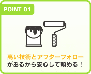 「POINT 01」高い技術とアフターフォローがあるから安心して頼める！